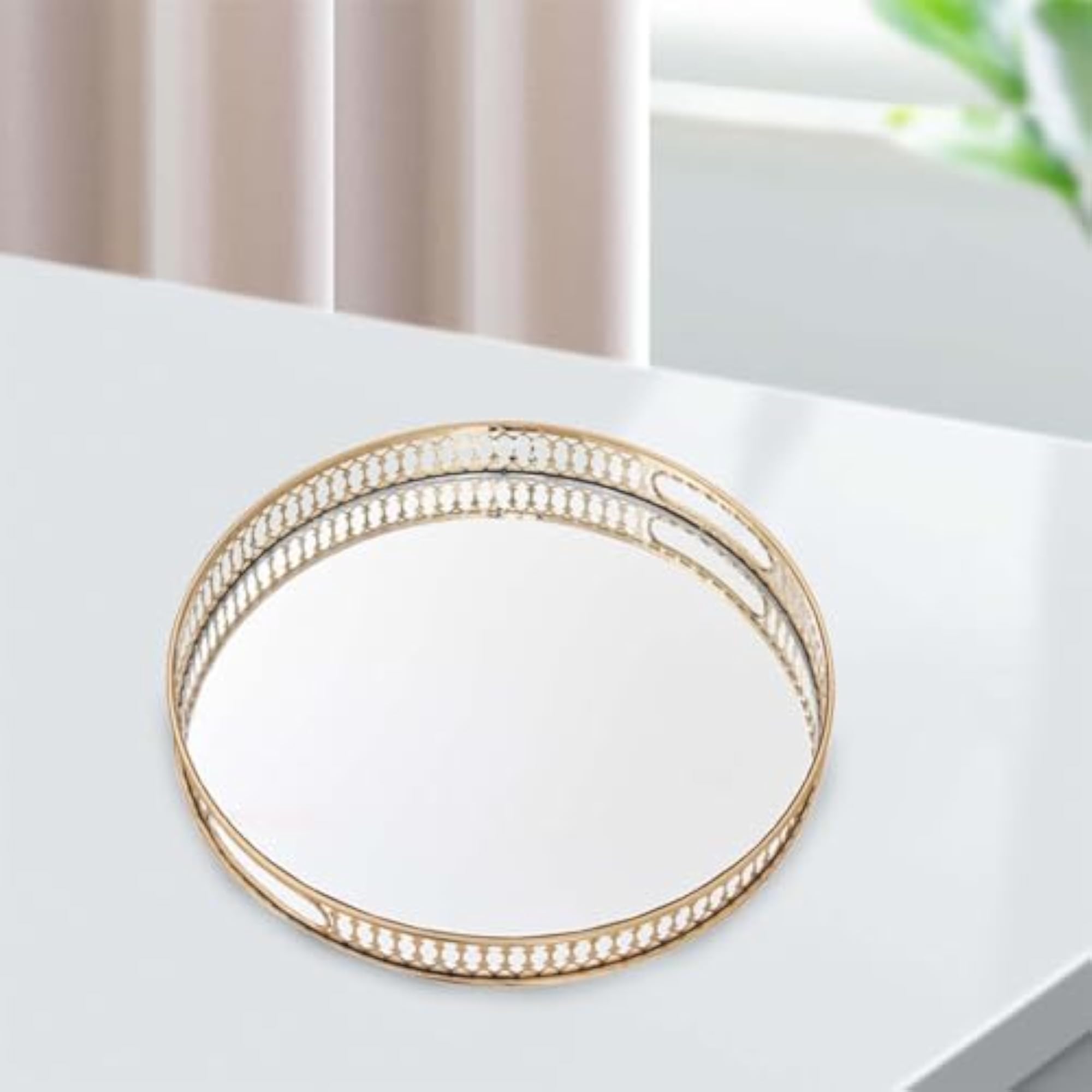 Modern Hollow Handle Makeup Organizer Tray, 32CM
